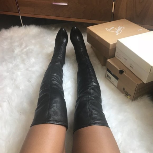Casadei Shoes - $2400 RARE CASADEI BLADE OVER THE KNEE THIGH HIGH BLACK LEATHER BOOTS EU40